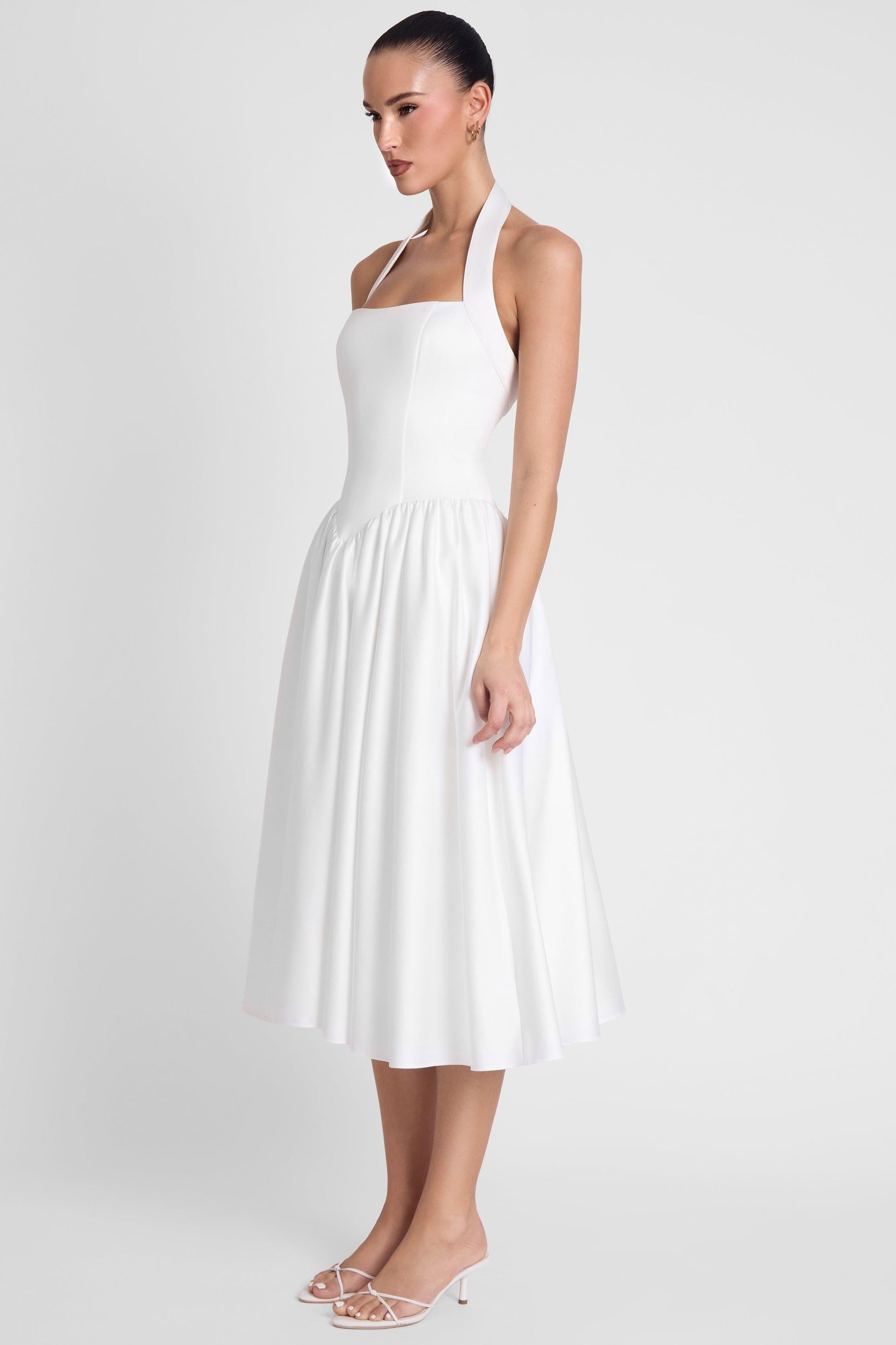 Hart Halter Corset Midi Dress - White