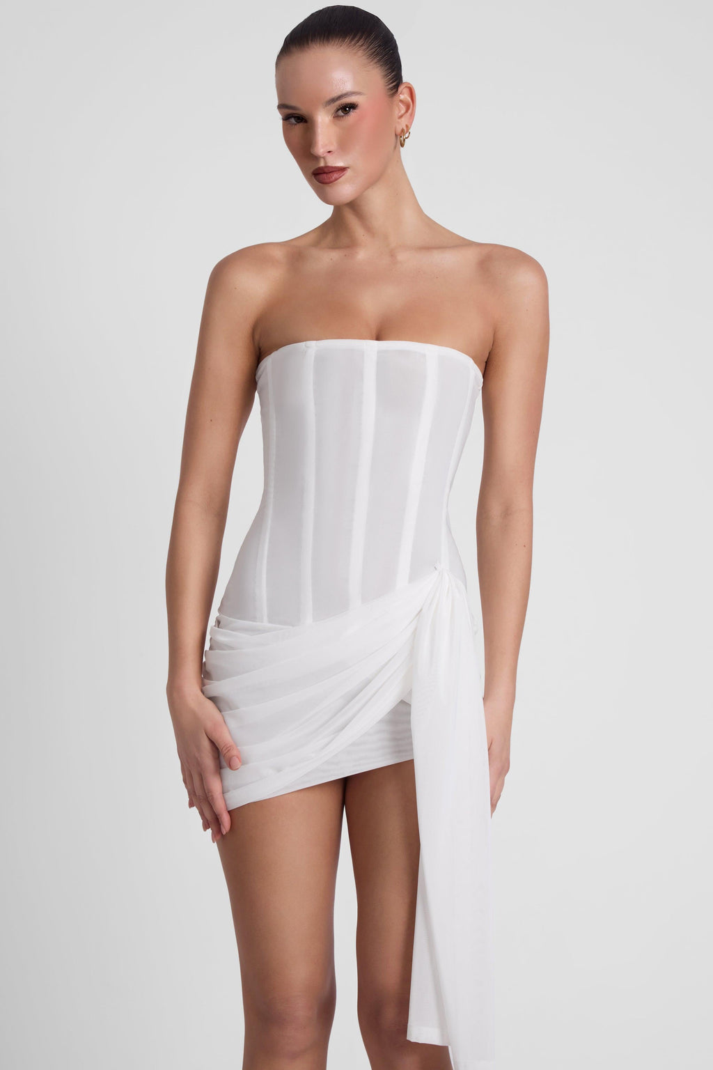 Mira Mesh Corset Dress - White