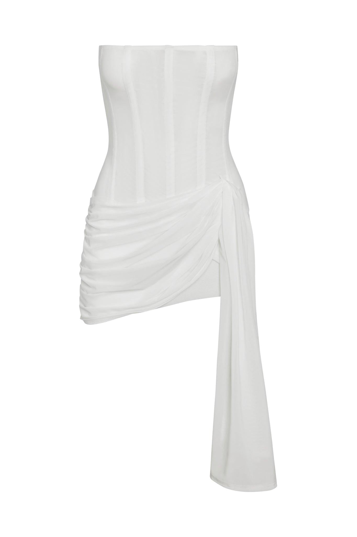 Mira Mesh Corset Dress - White