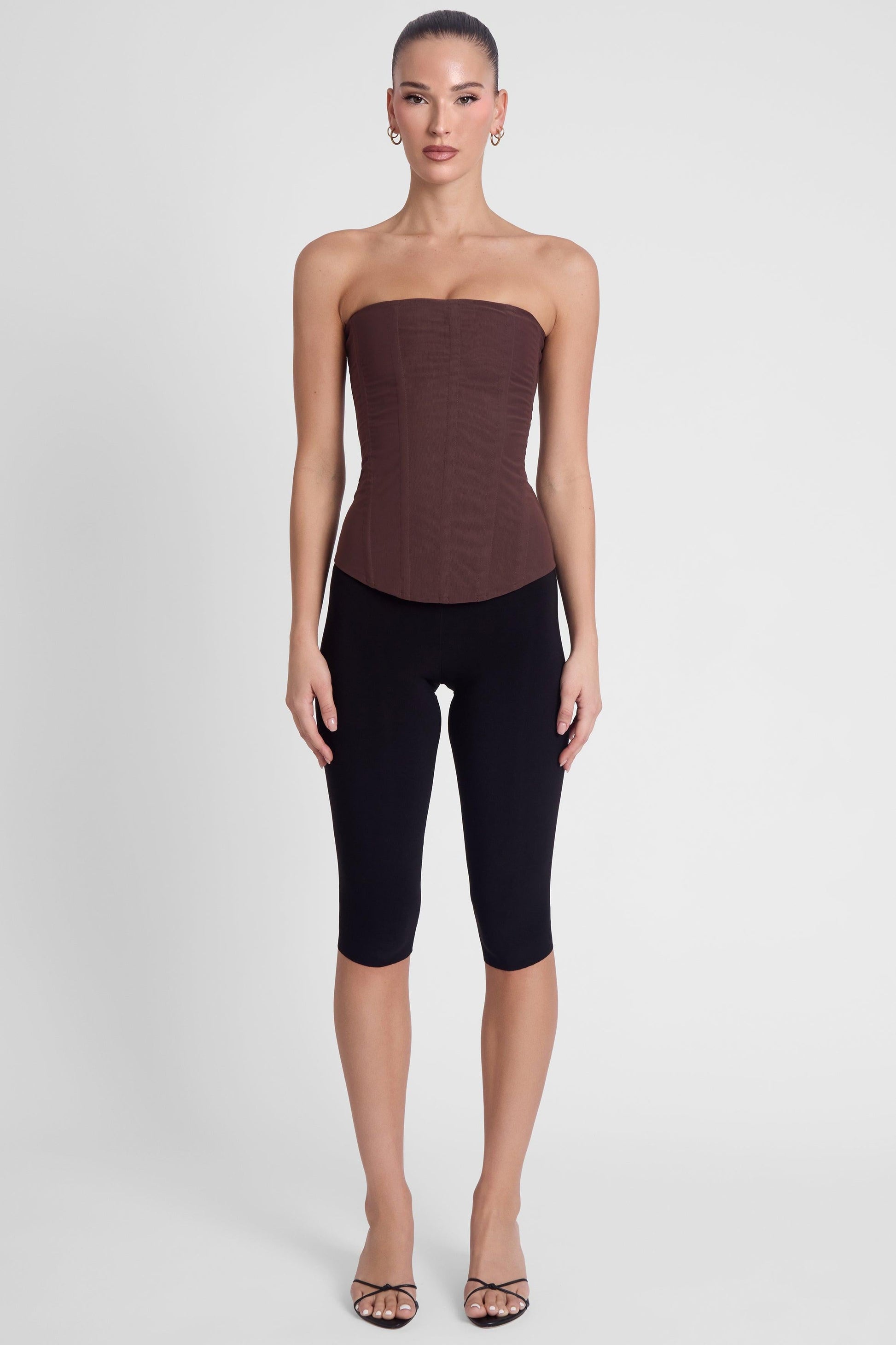Muse Mesh Corset Top - Chocolate Brown