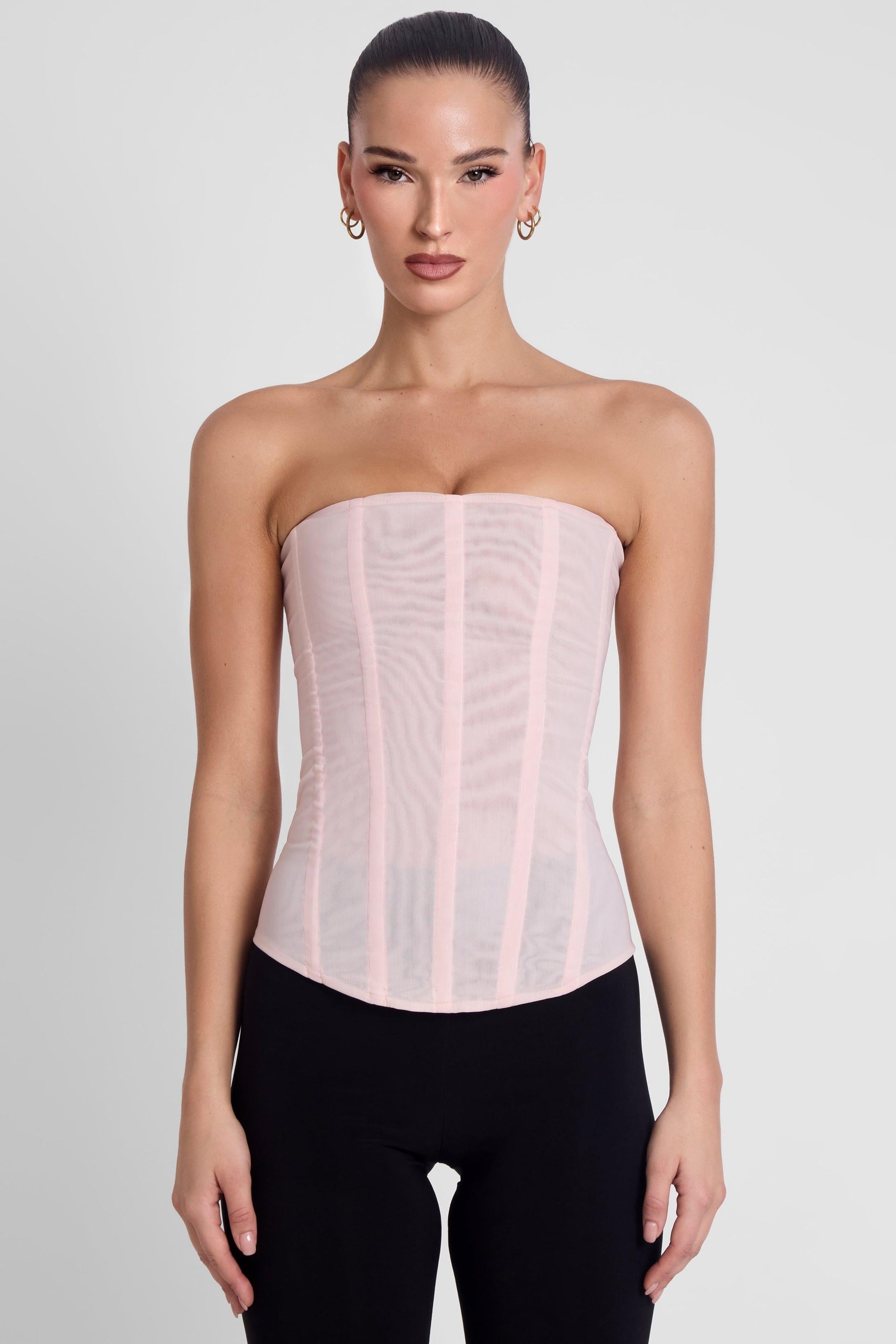 Muse Mesh Corset Top - Pink