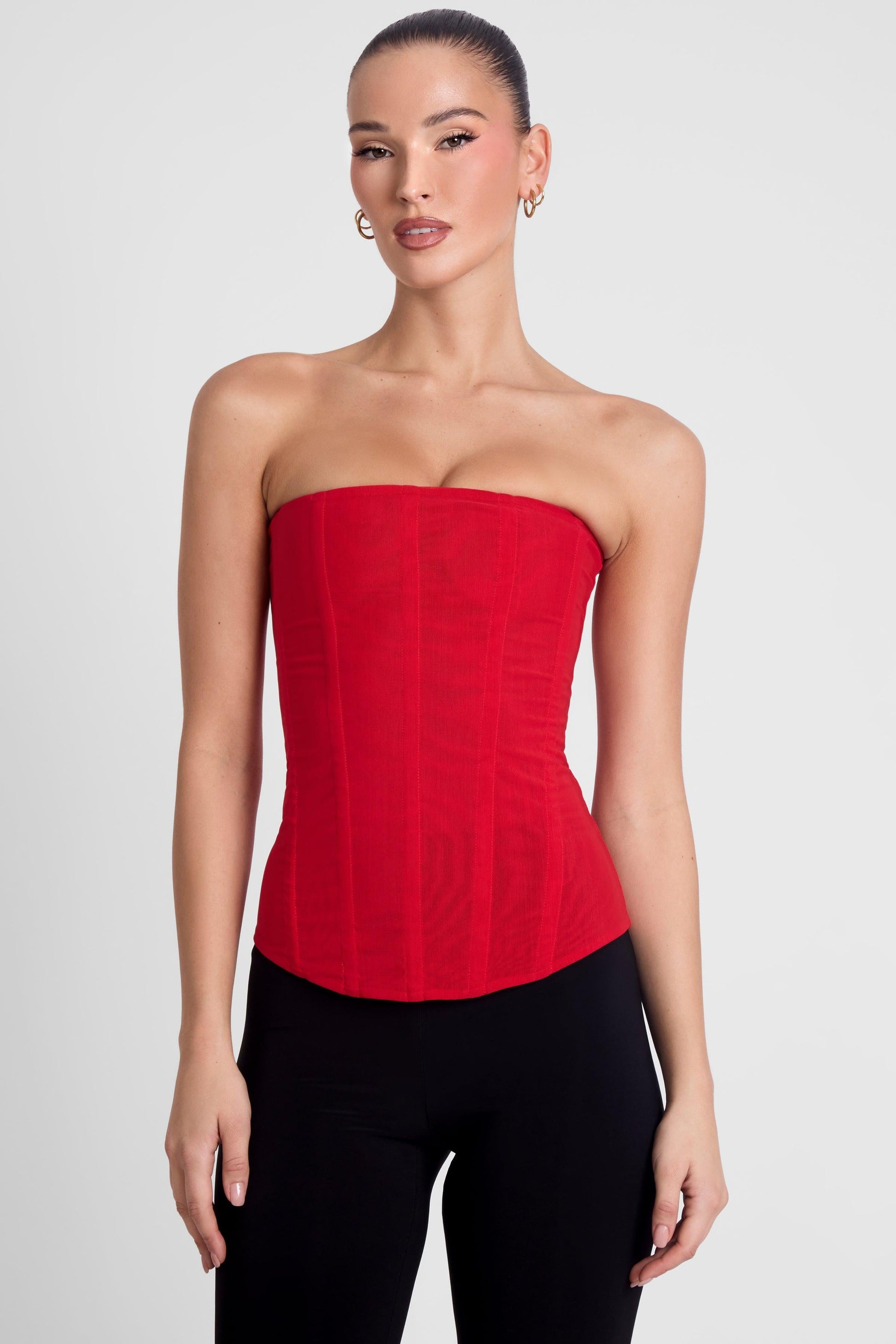 Muse Mesh Corset Top - Red