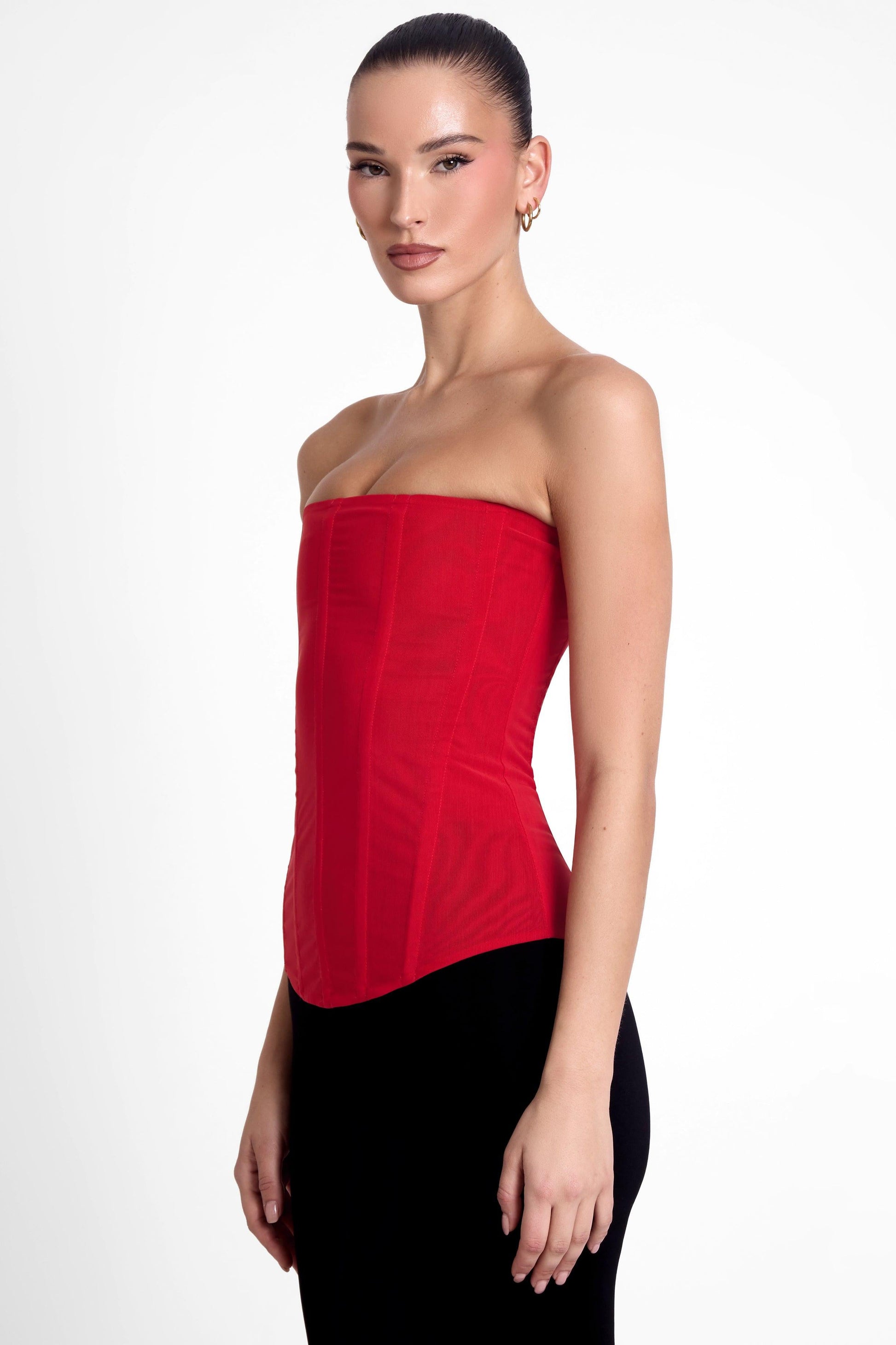 Muse Mesh Corset Top - Red