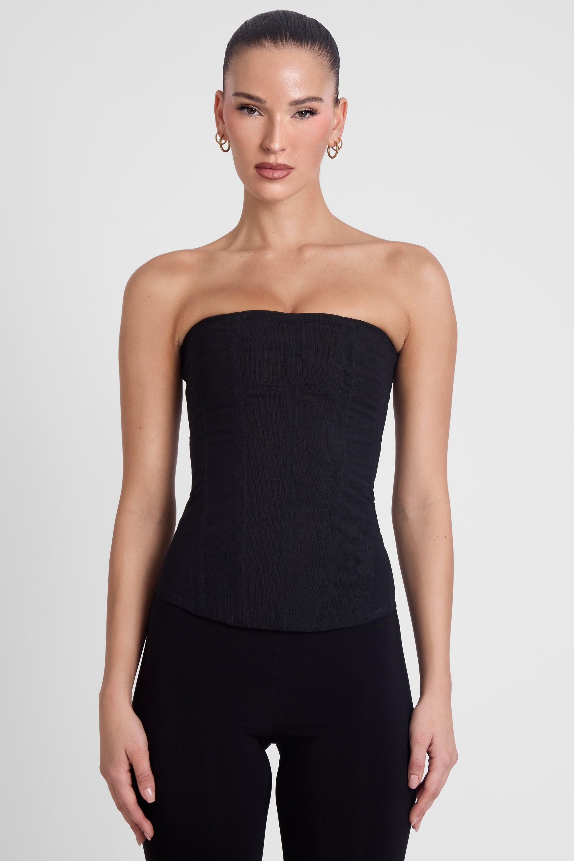 Muse Mesh Corset Top - Black