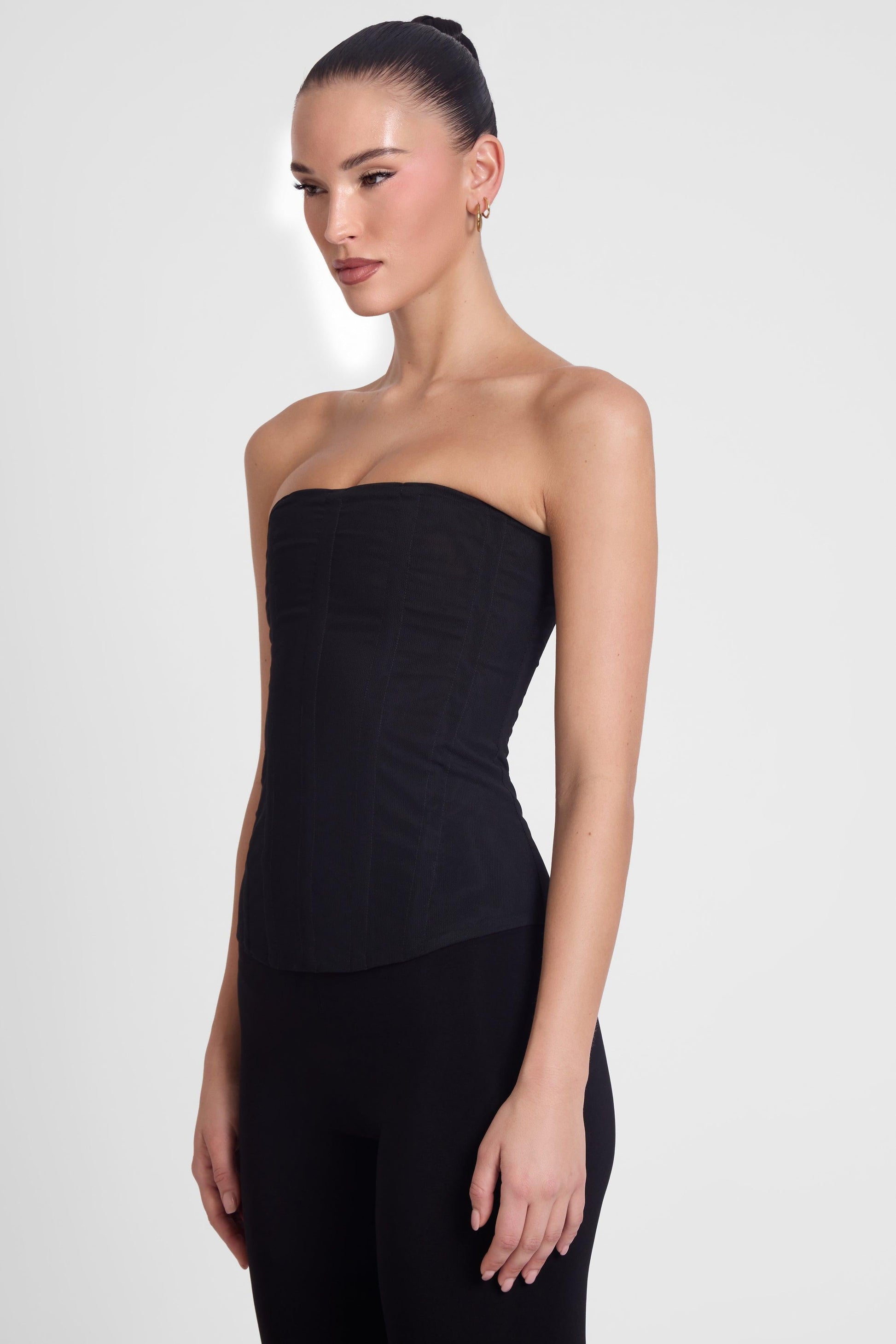 Muse Mesh Corset Top - Black