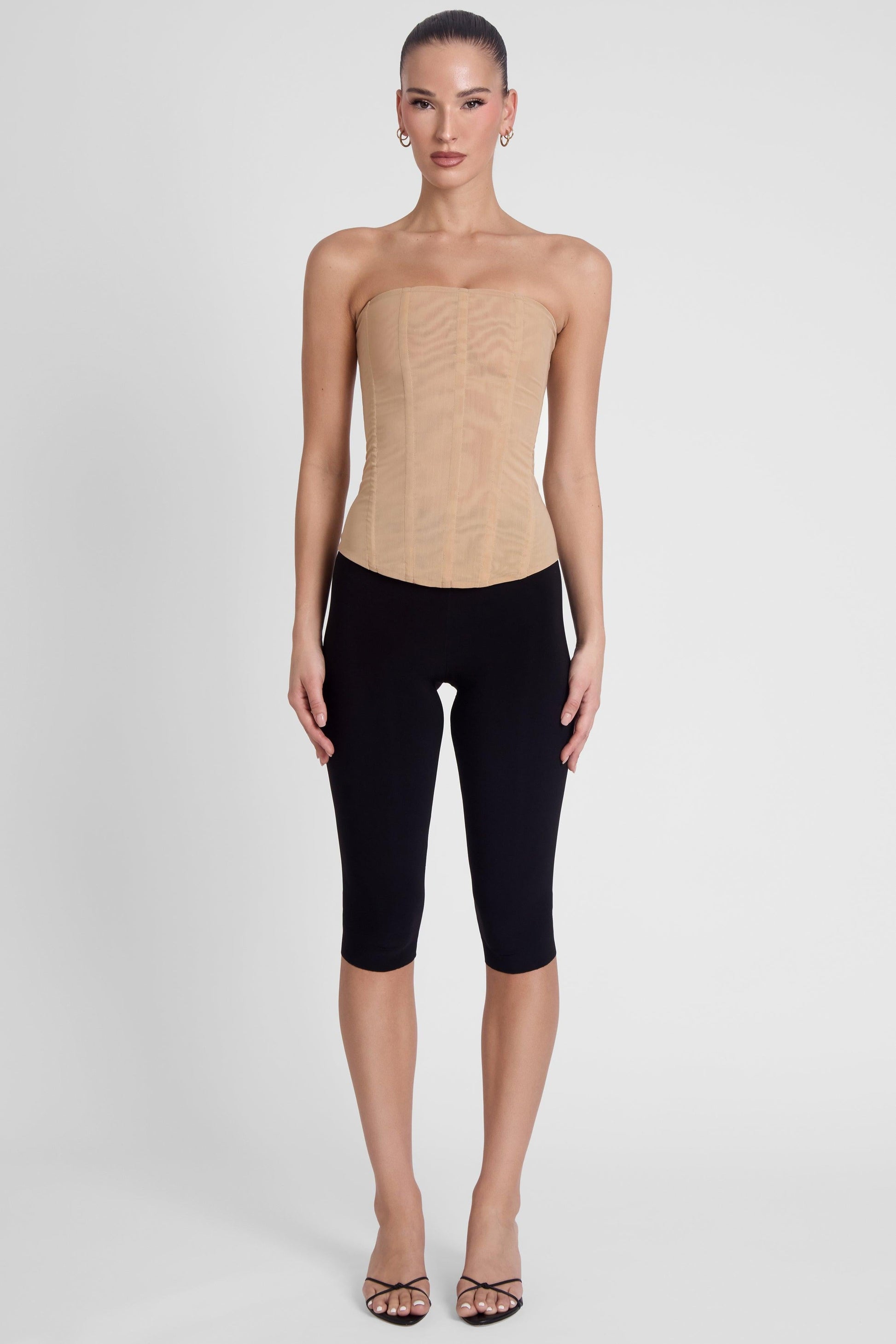 Muse Mesh Corset Top - Tan