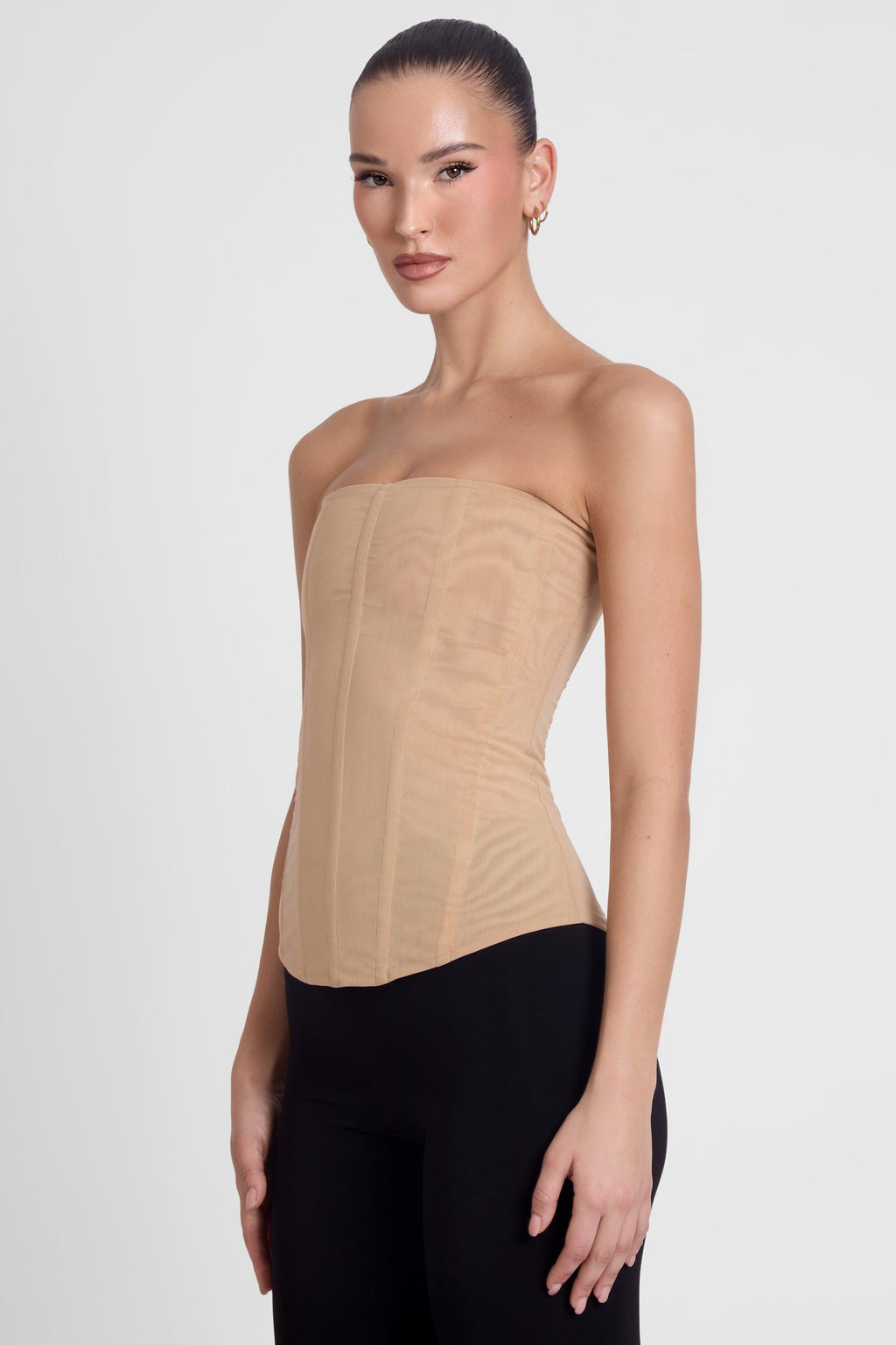 Muse Mesh Corset Top - Tan