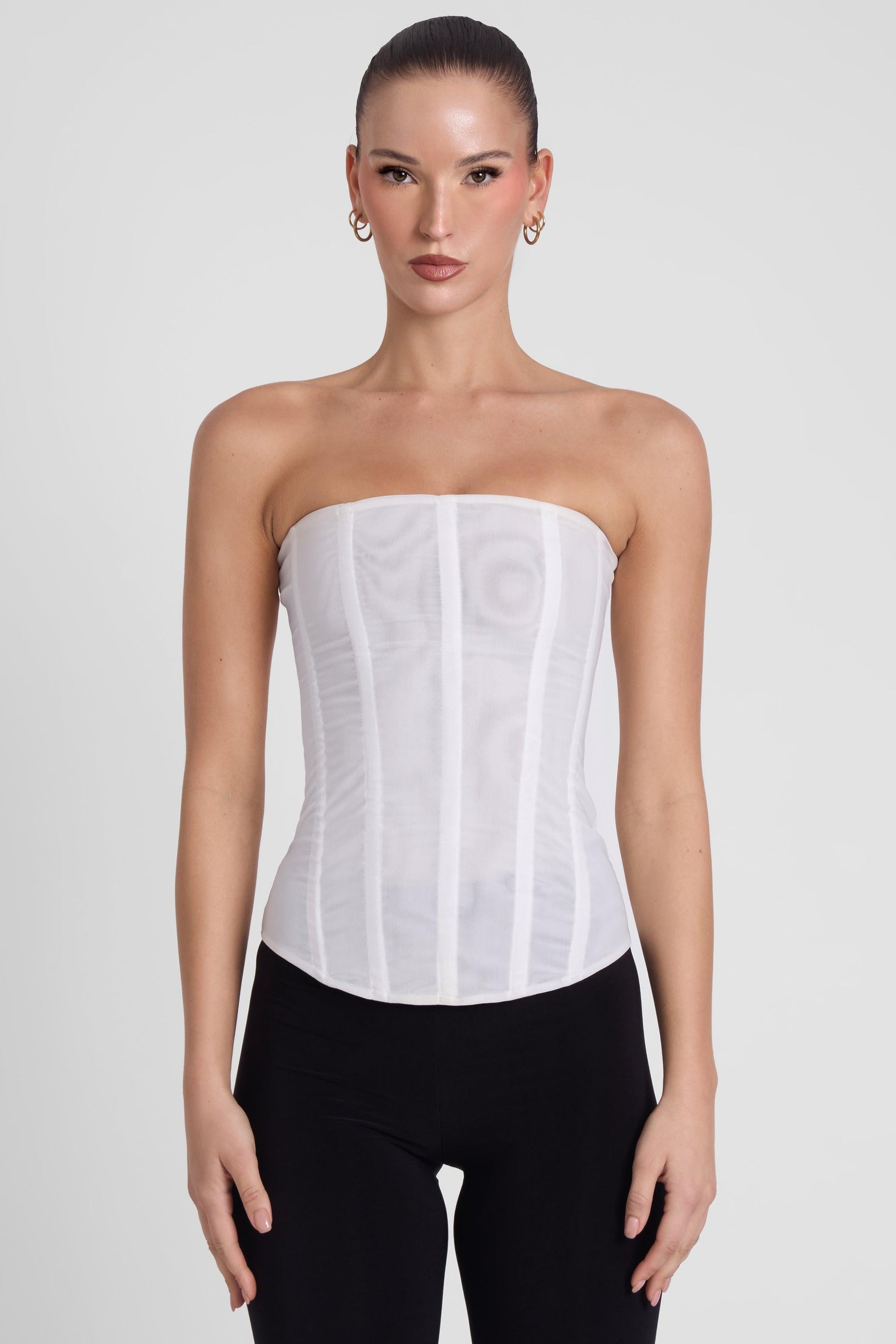 Muse Mesh Corset Top - White