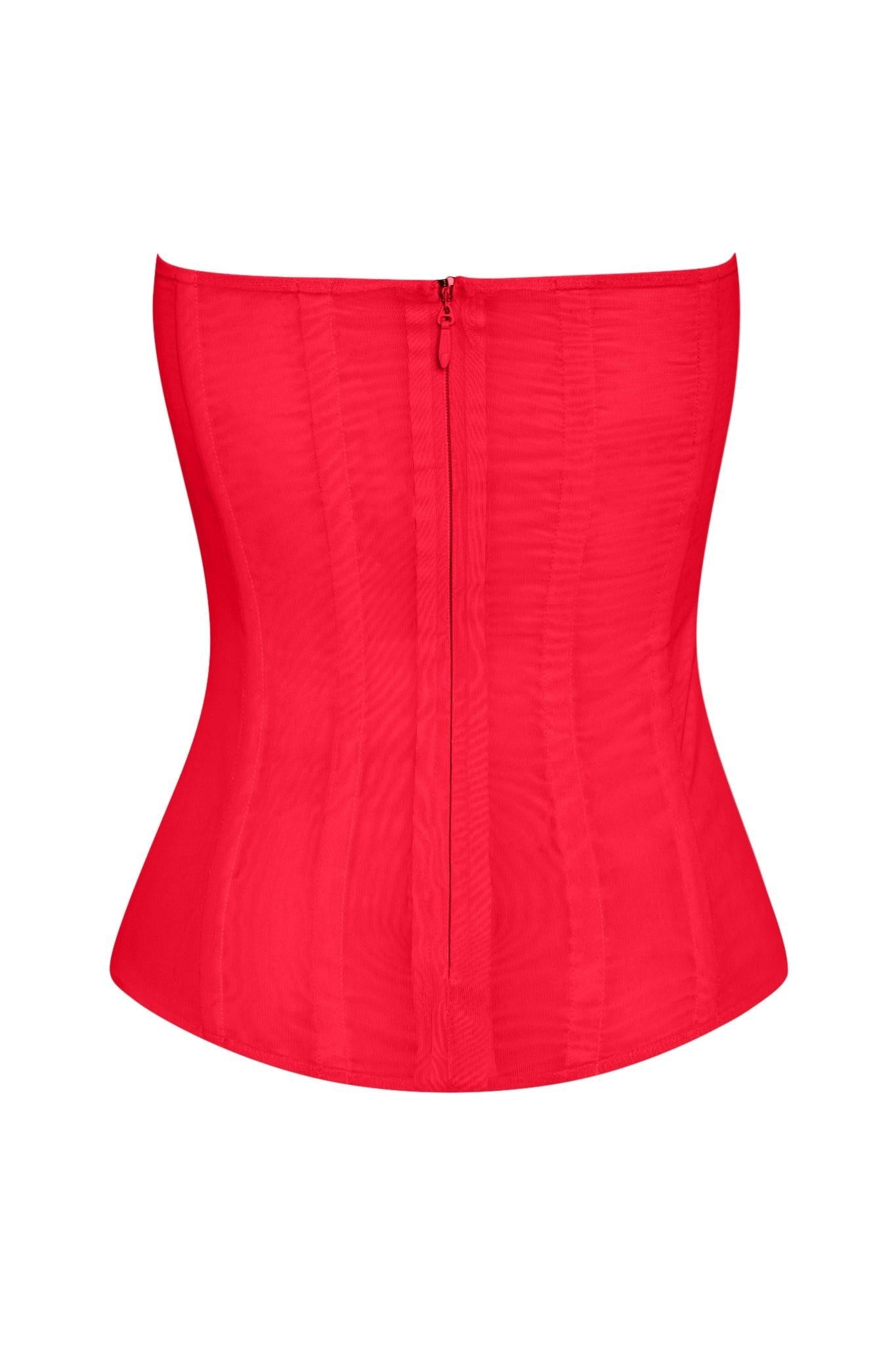 Muse Mesh Corset Top - Red
