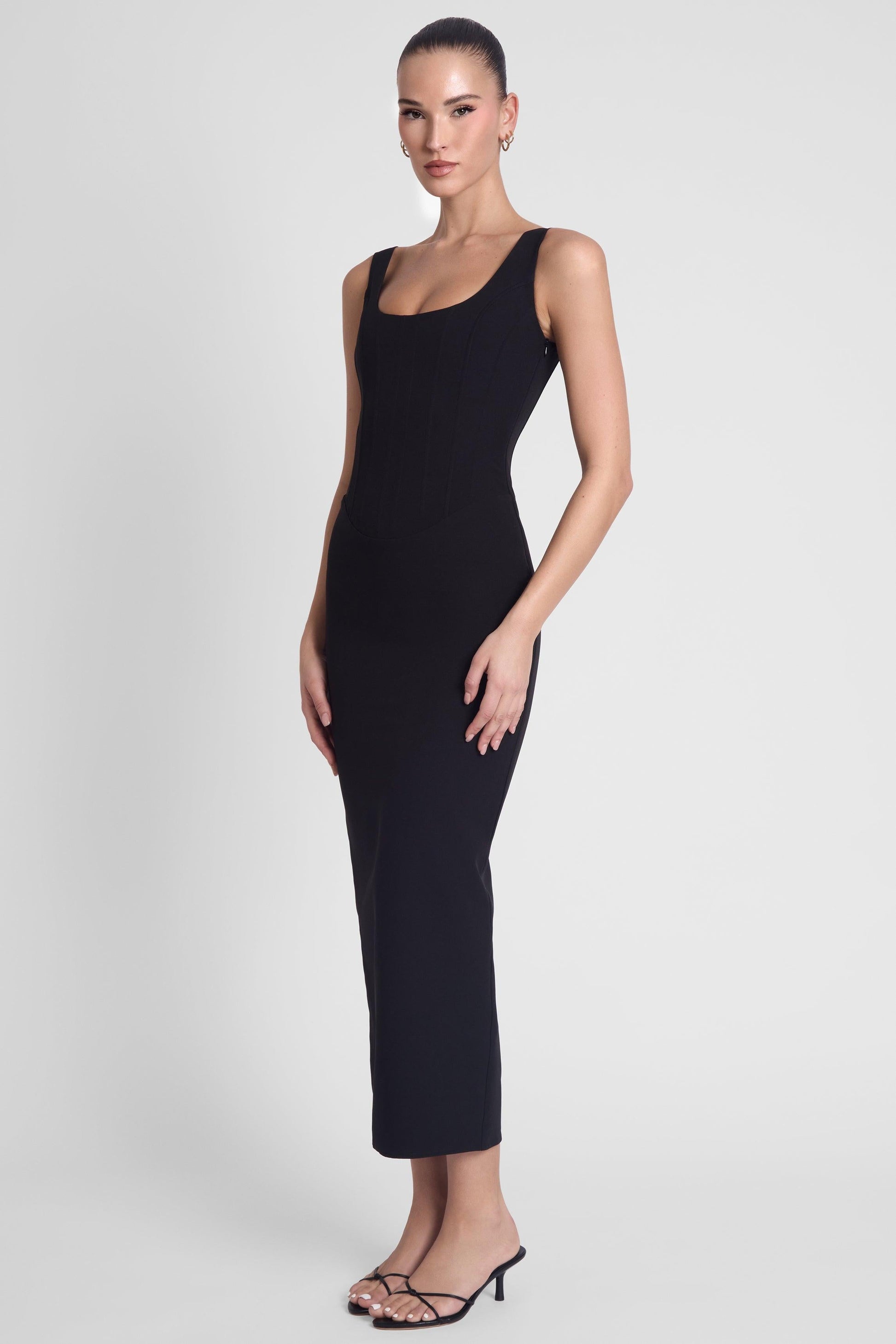 Sancia Corset Midi Dress - Black