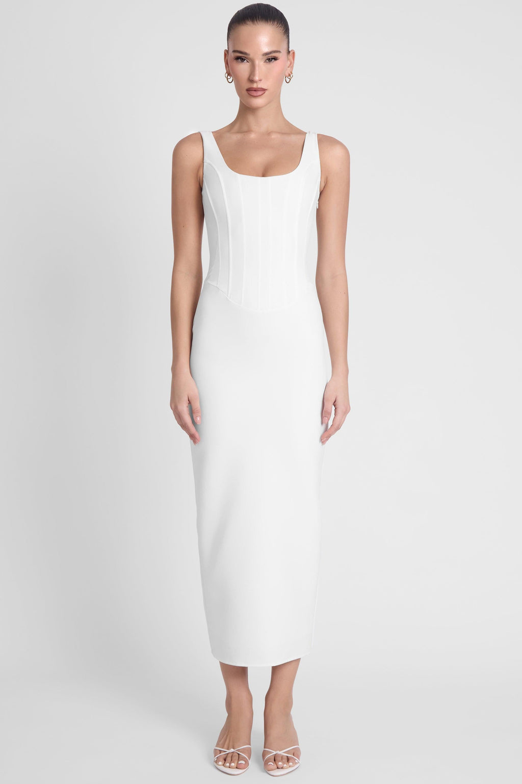 Sancia Corset Midi Dress - White