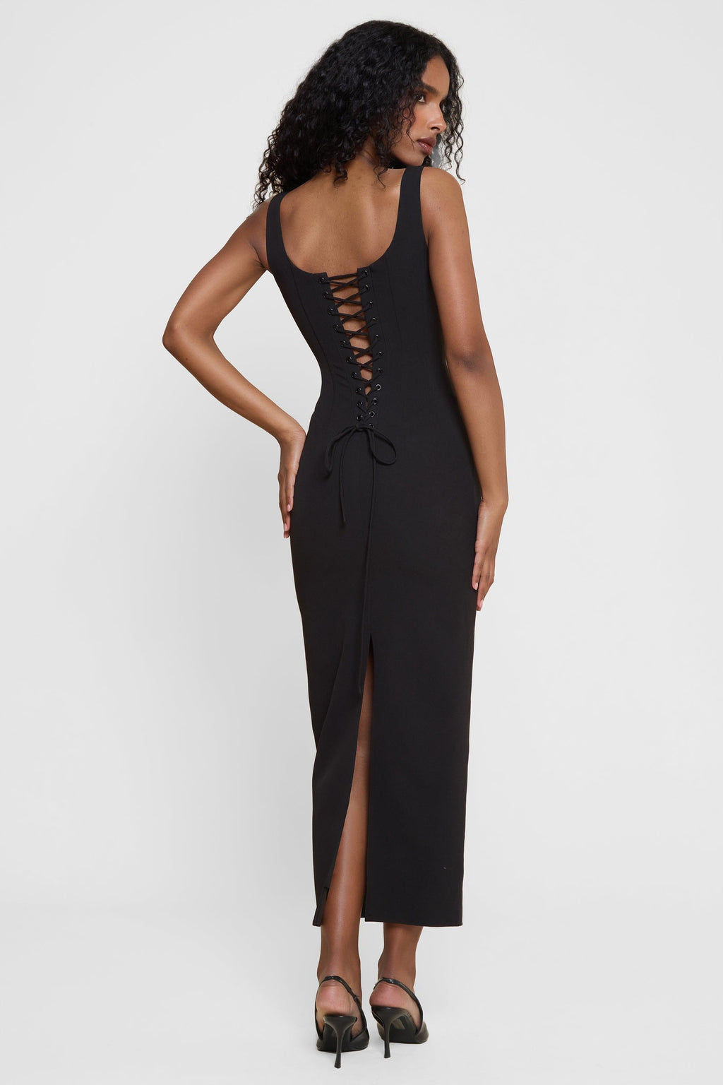 Sancia Corset Midi Dress - Black