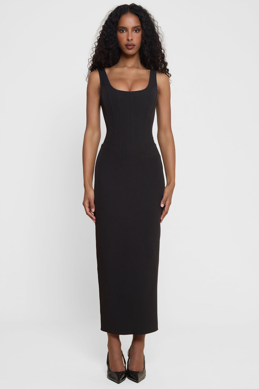 Sancia Corset Midi Dress - Black