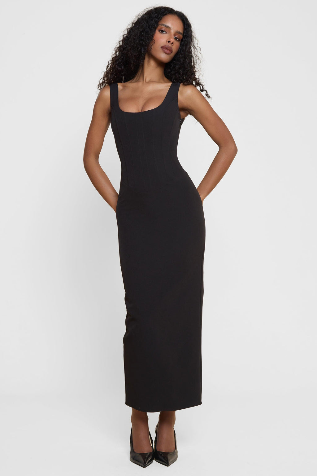 Sancia Corset Midi Dress - Black