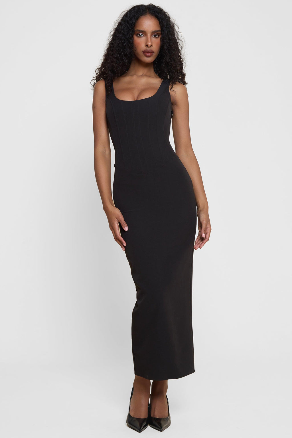 Sancia Corset Midi Dress - Black