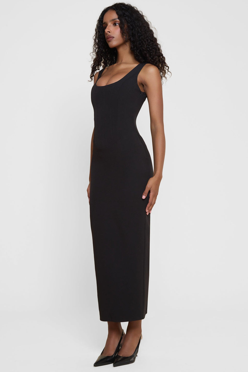 Sancia Corset Midi Dress - Black