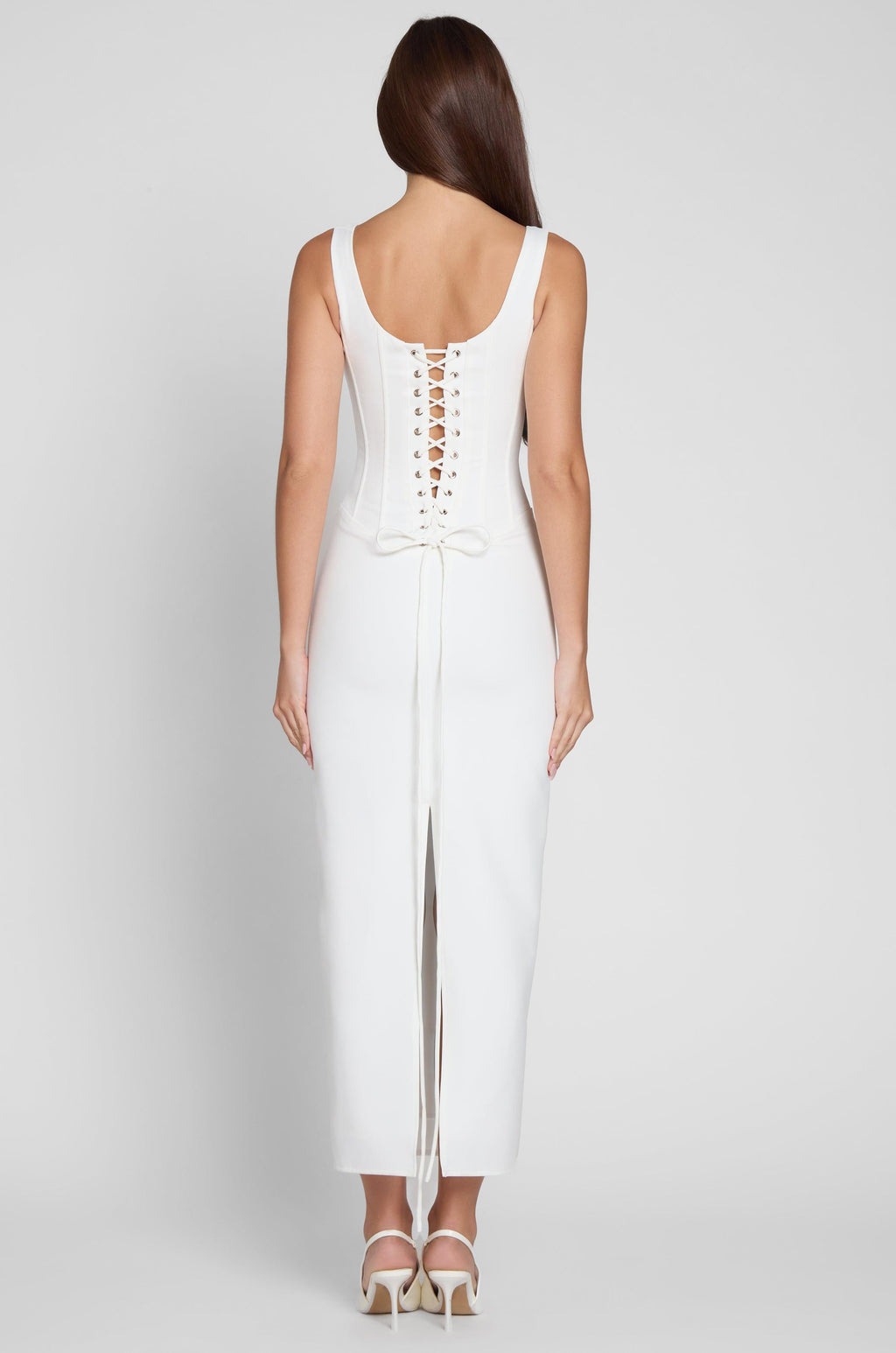 Sancia Corset Midi Dress - White