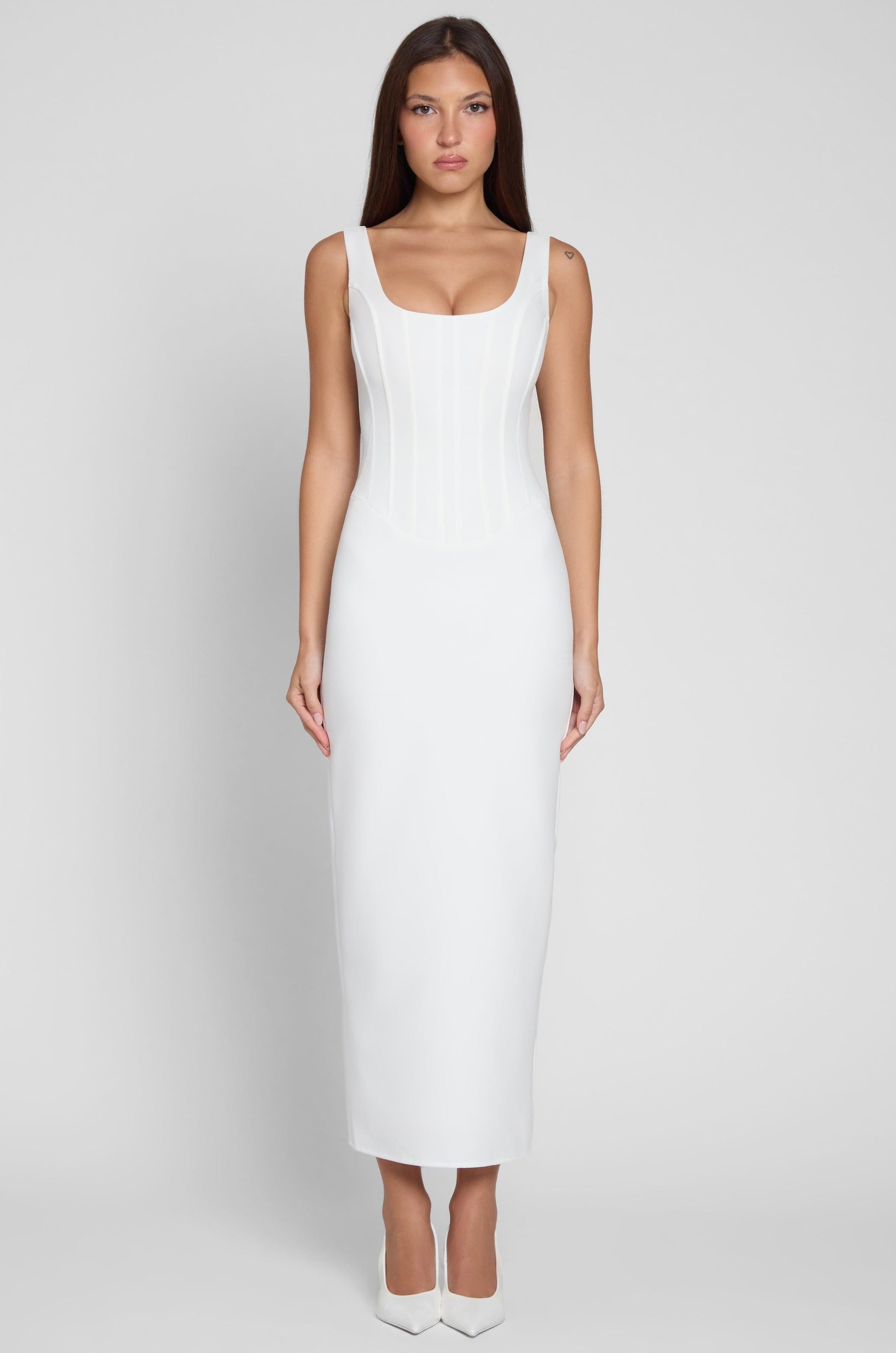 Sancia Corset Midi Dress - White