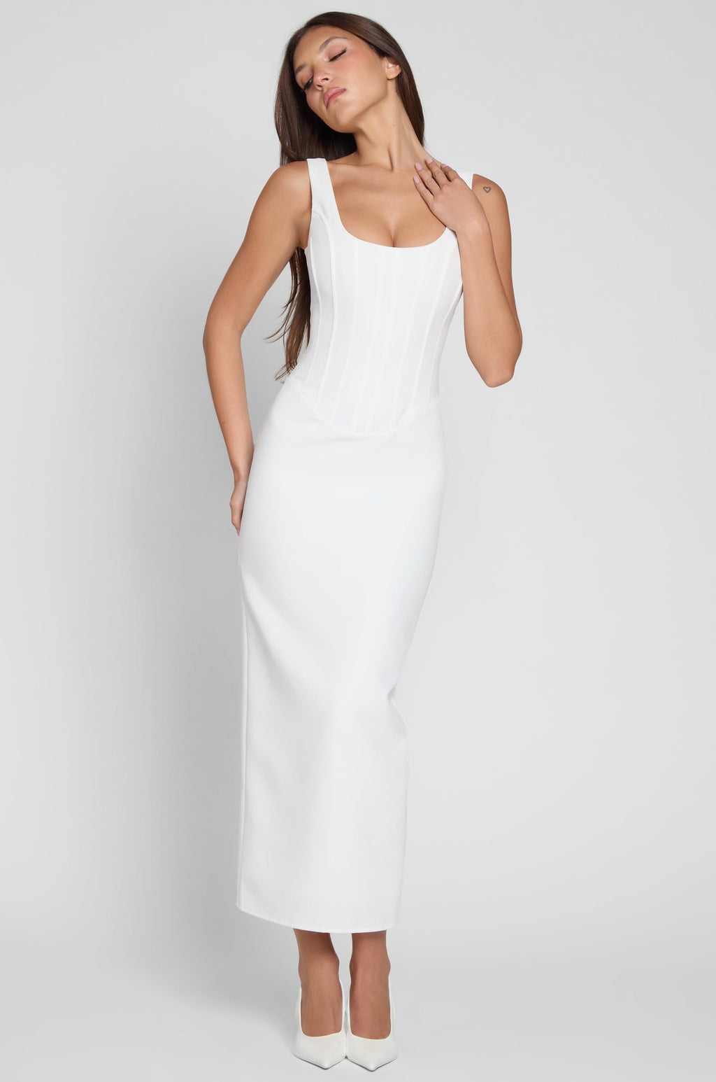 Sancia Corset Midi Dress - White
