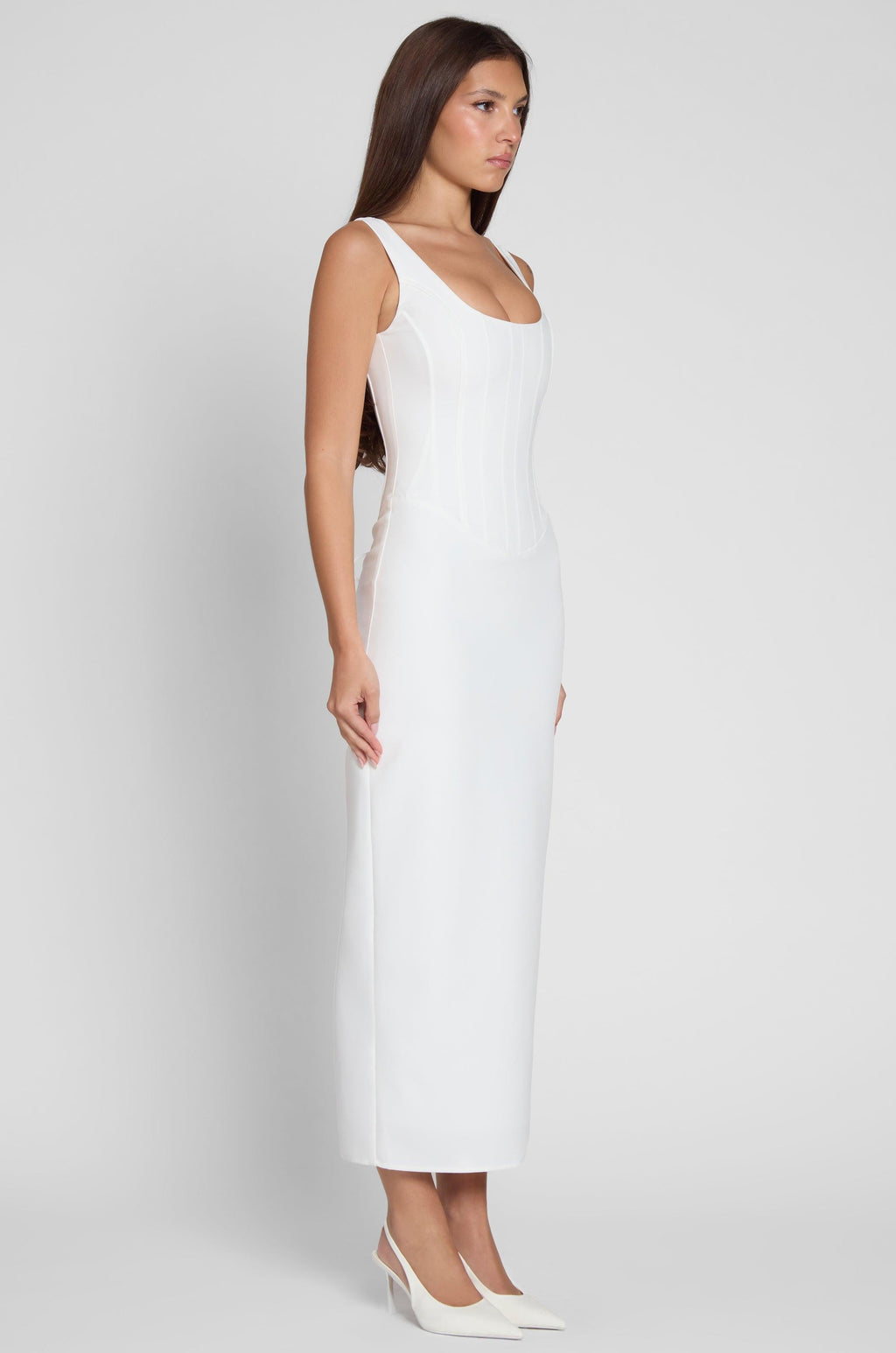 Sancia Corset Midi Dress - White