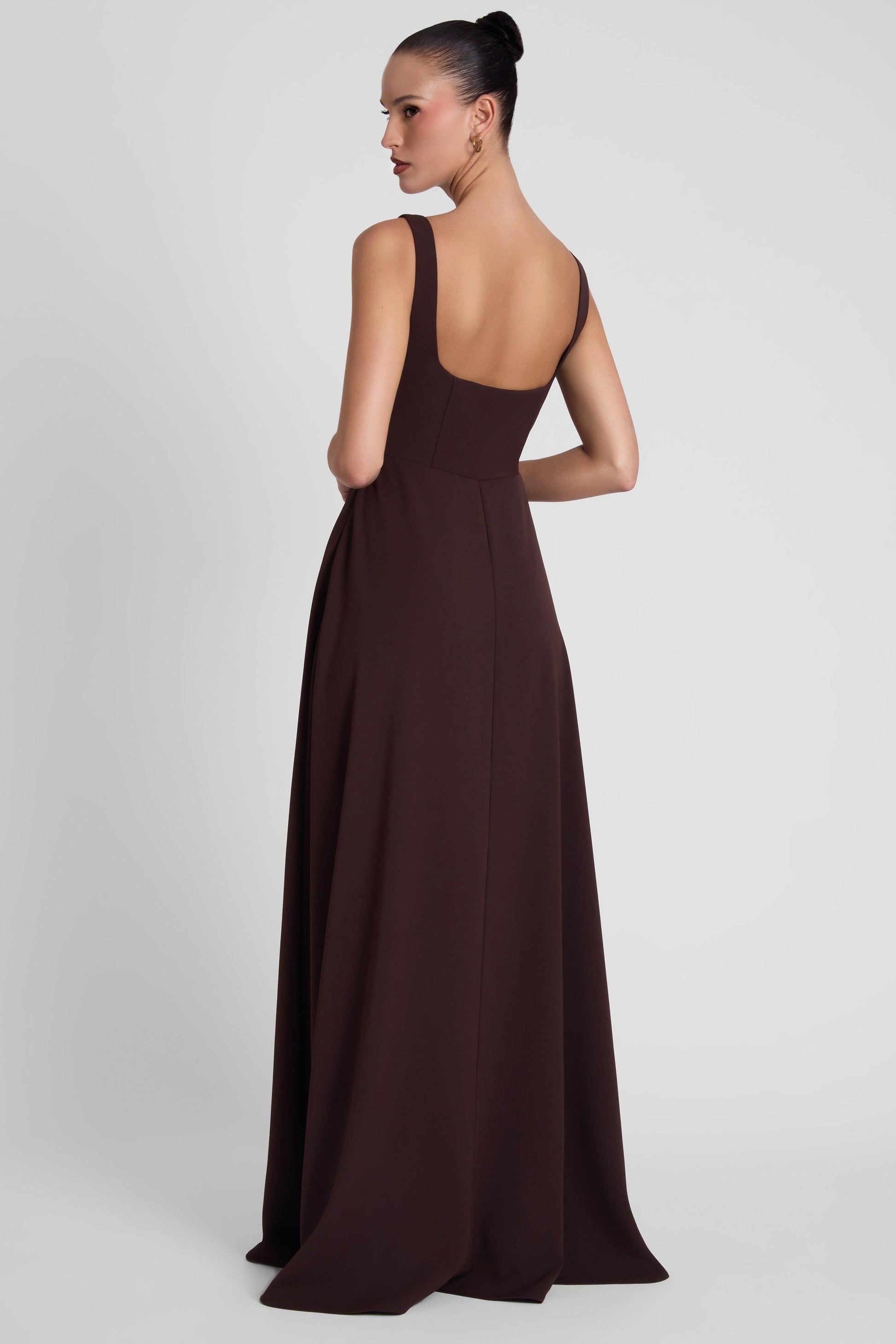 Siren Square Neck Corset Maxi Dress - Chocolate Brown