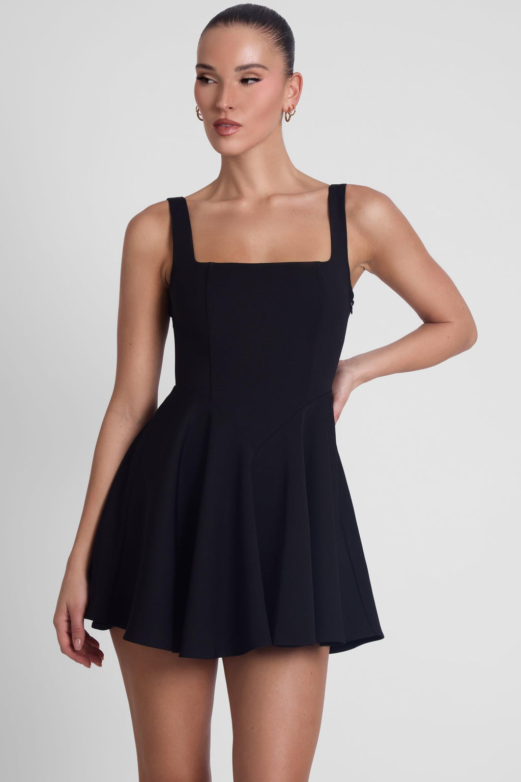 Sloane Square Neck Corset Mini Dress - Black