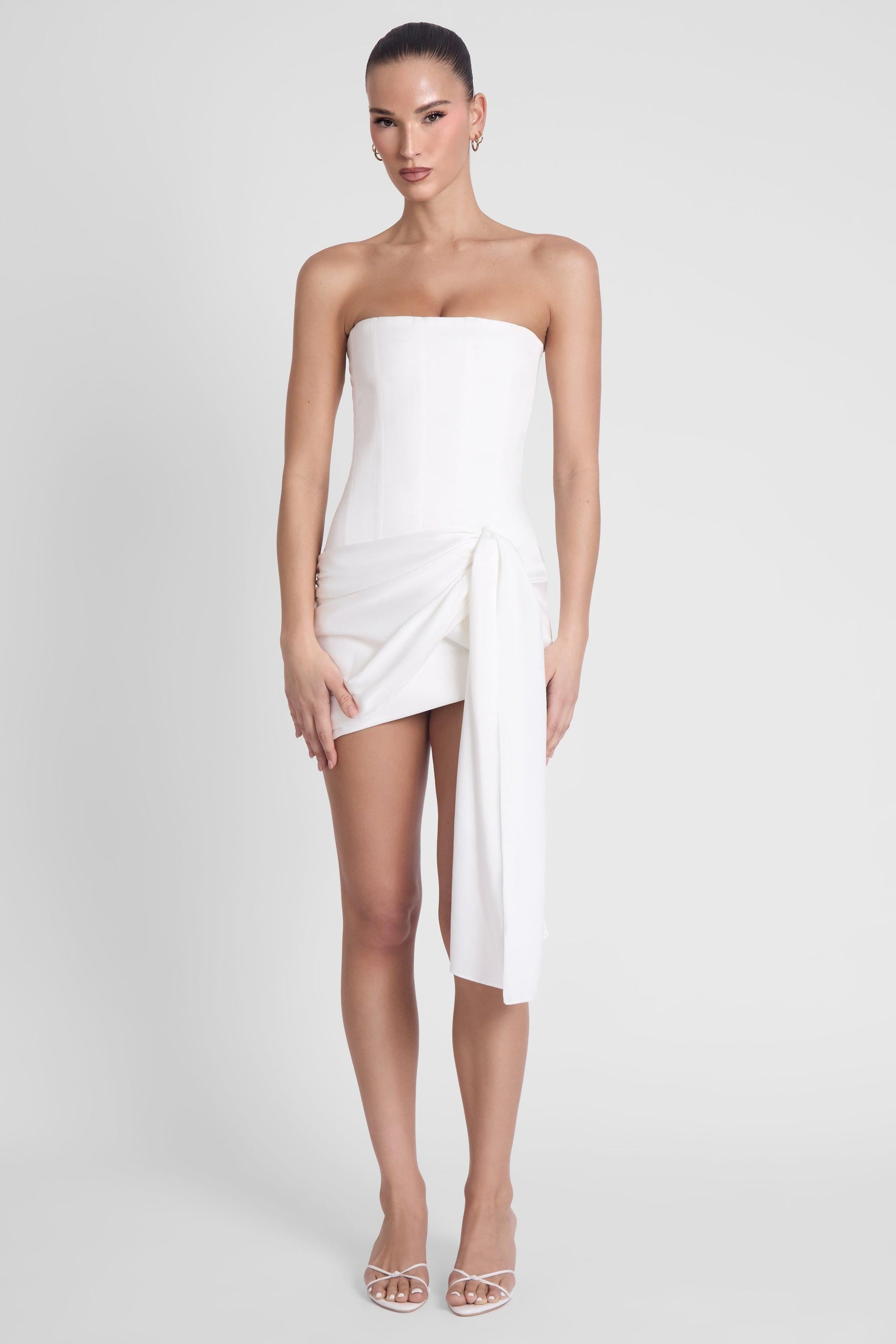 Solara Satin Corset Dress - White