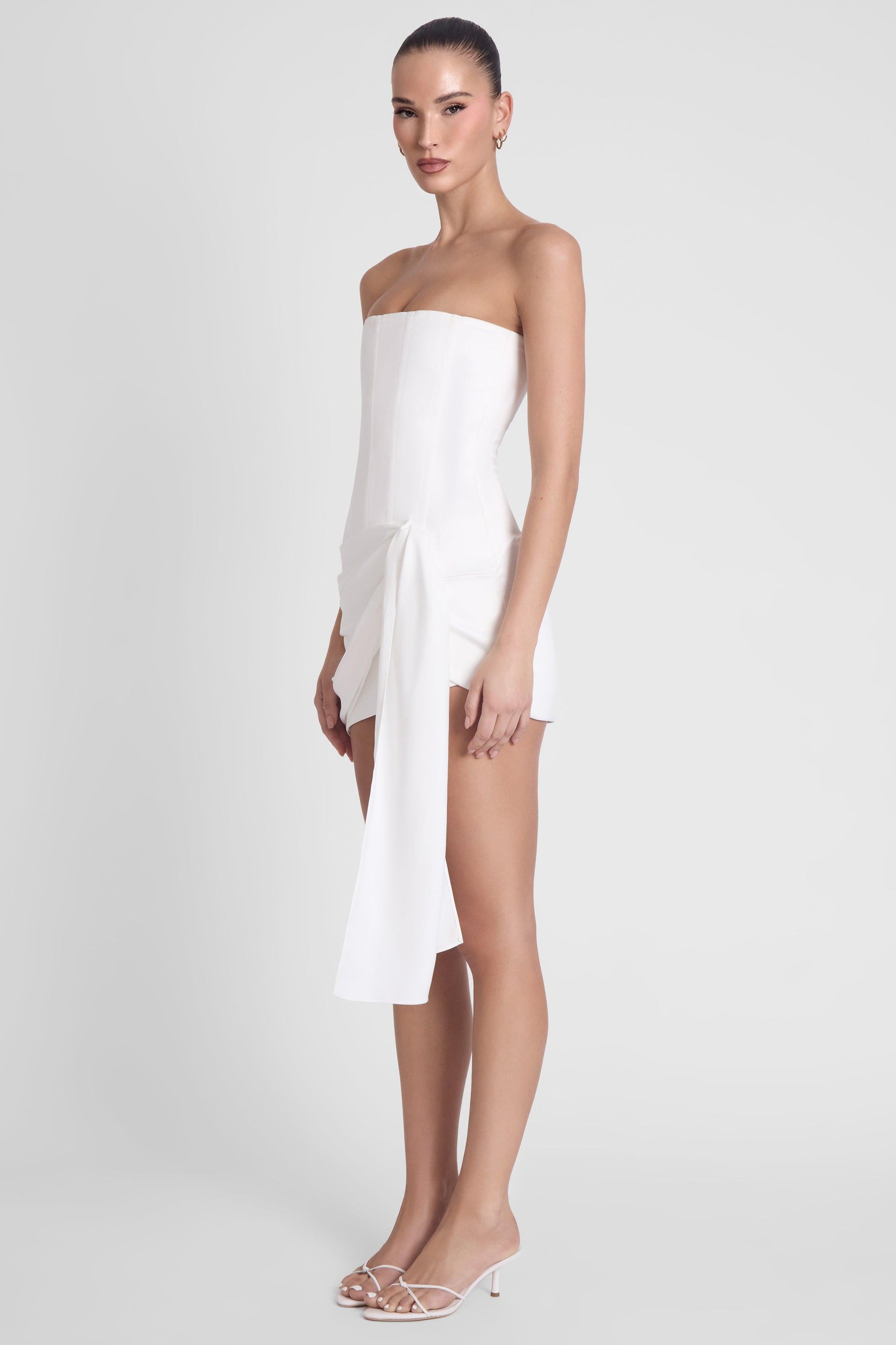 Solara Satin Corset Dress - White