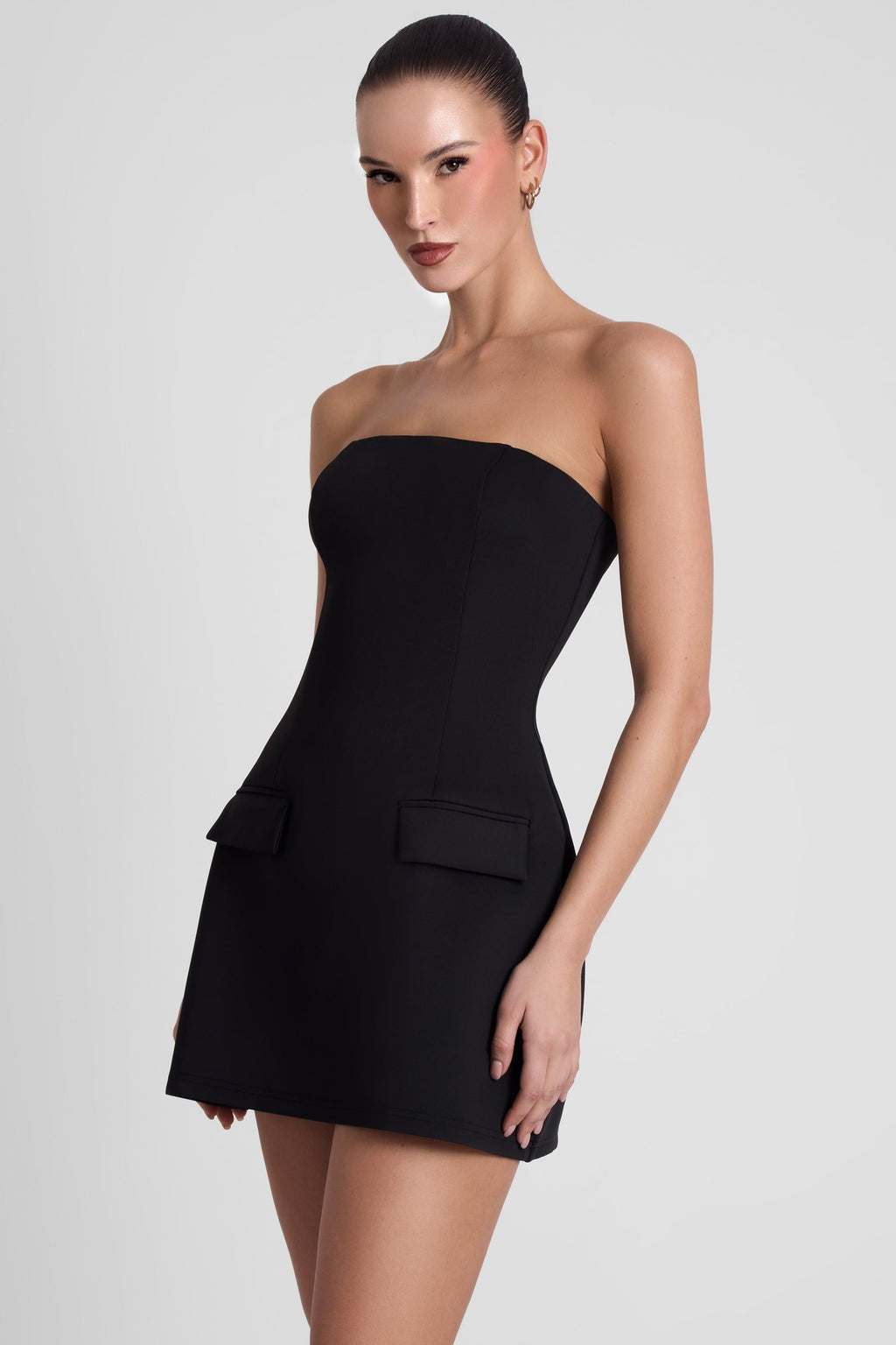 Solene Strapless Pocket Mini Dress - Black