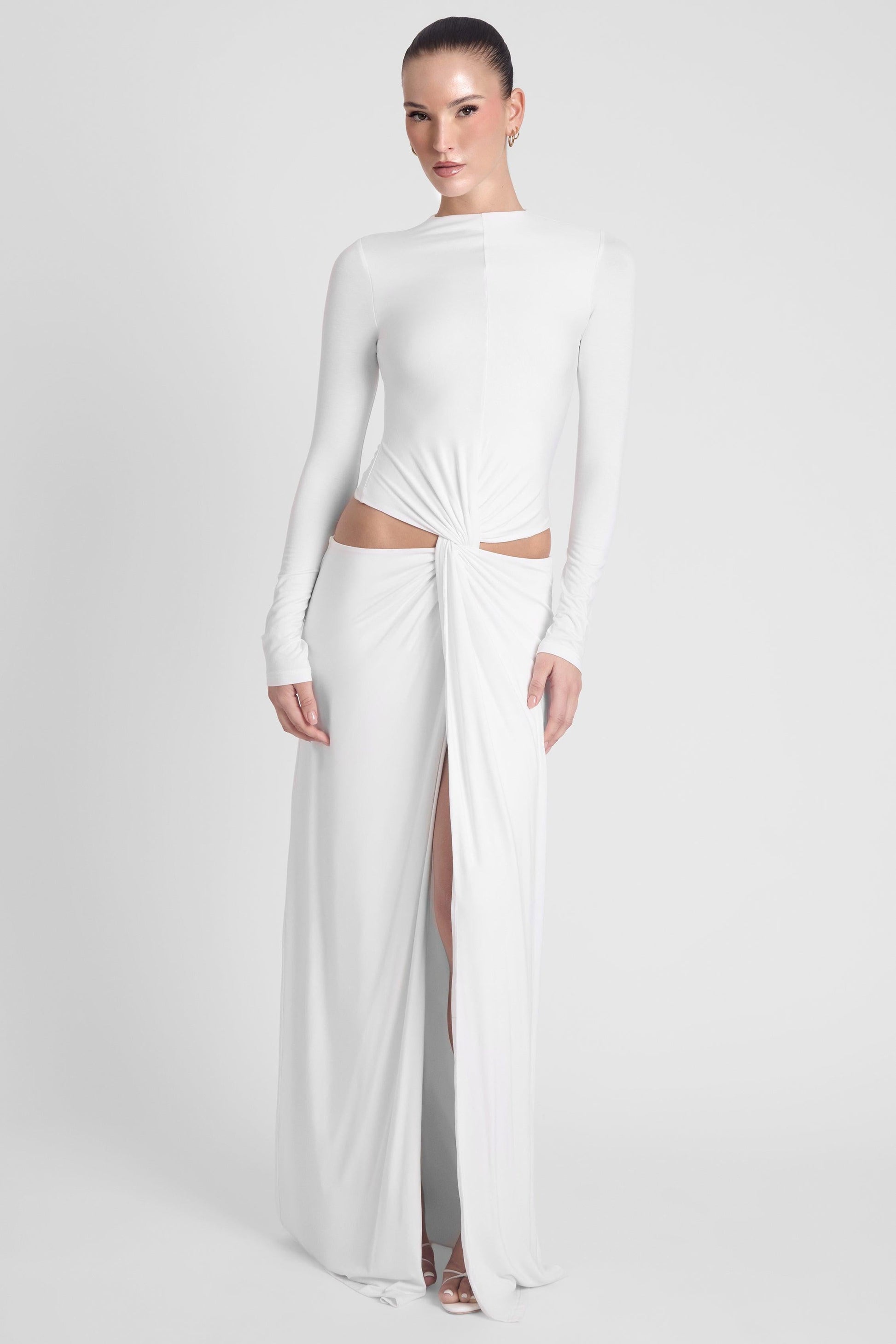 Vacanza Drape Gown - White