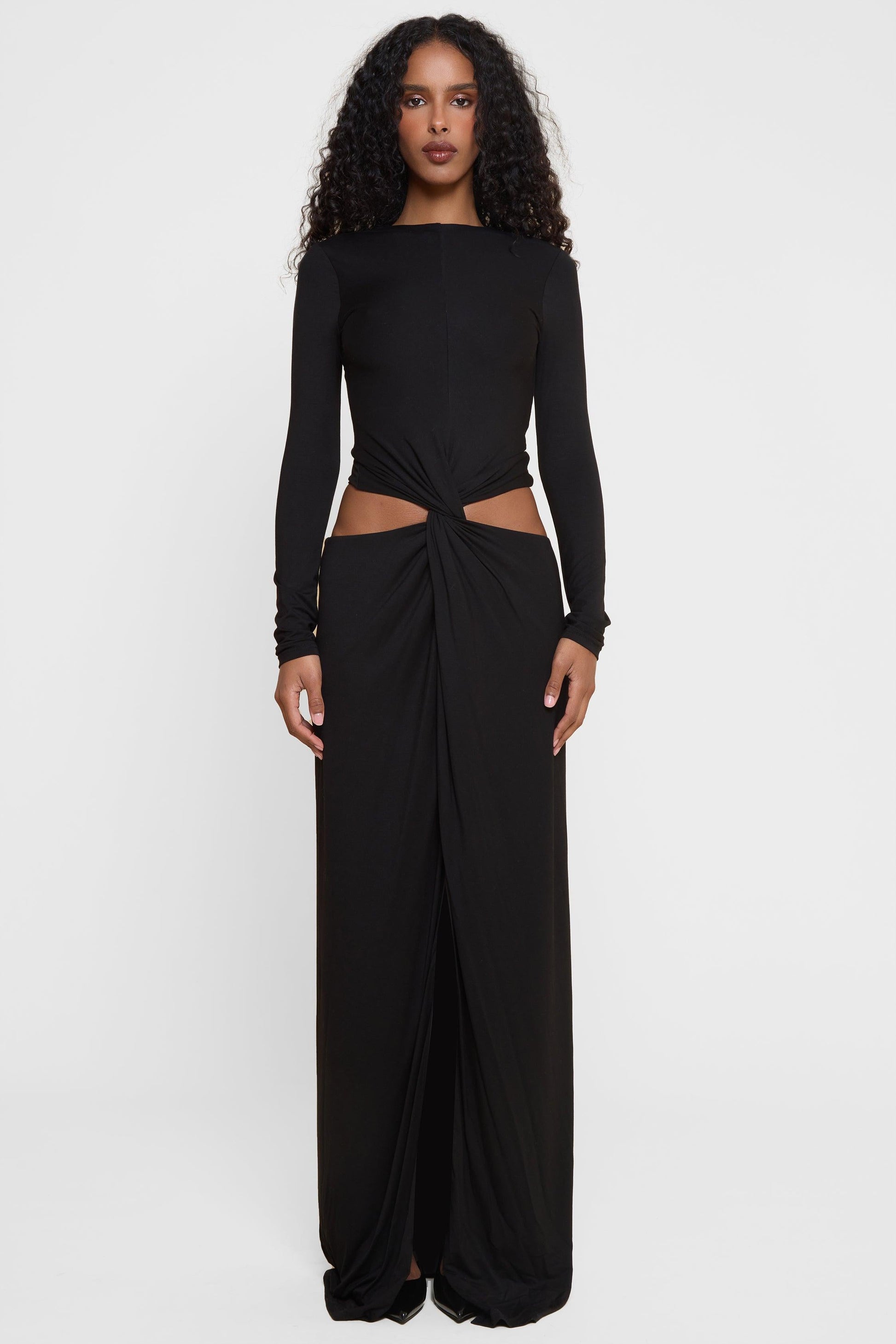 Vacanza Drape Gown - Black