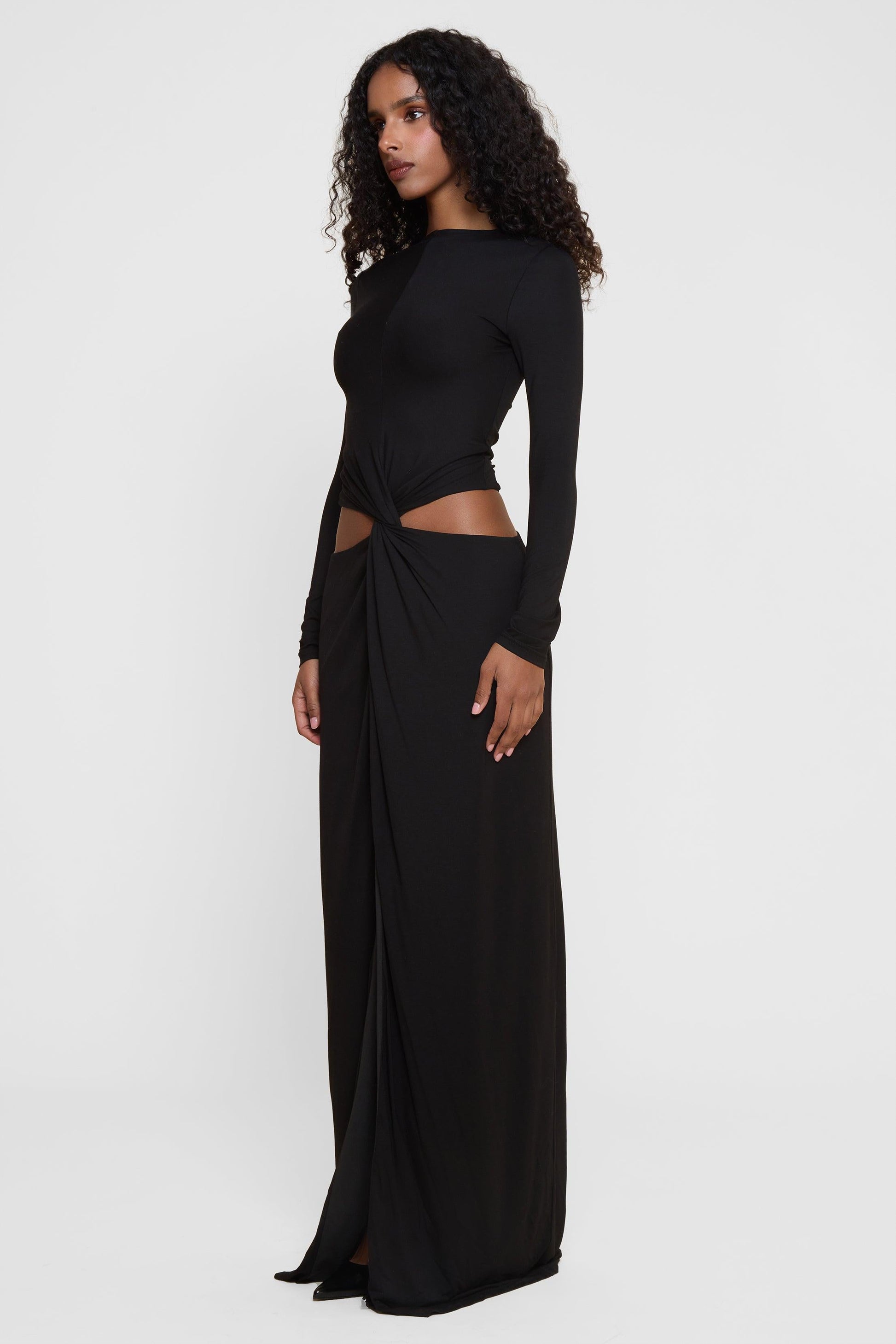 Vacanza Drape Gown - Black