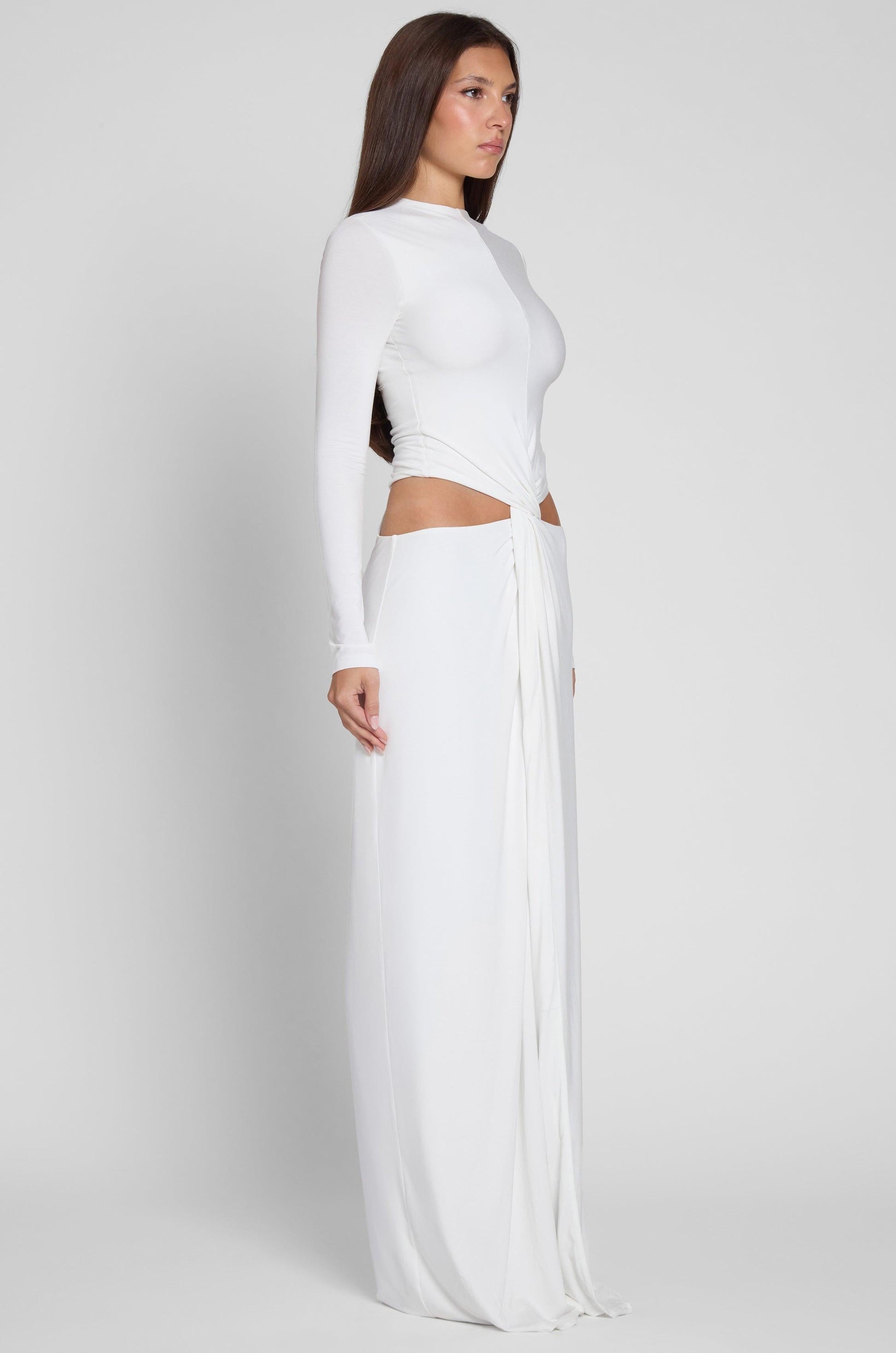 Vacanza Drape Gown - White