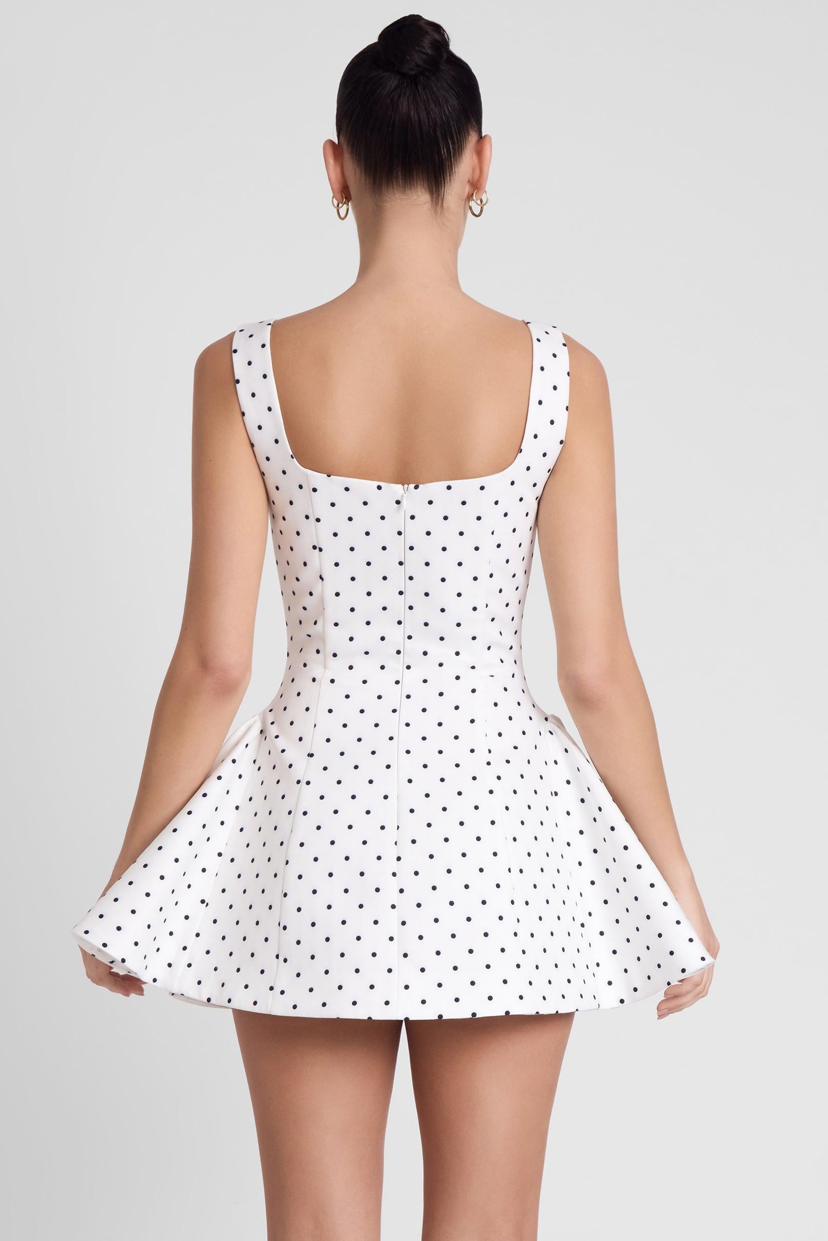 Ysabelle Babydoll Corset Mini Dress - Polka Dot