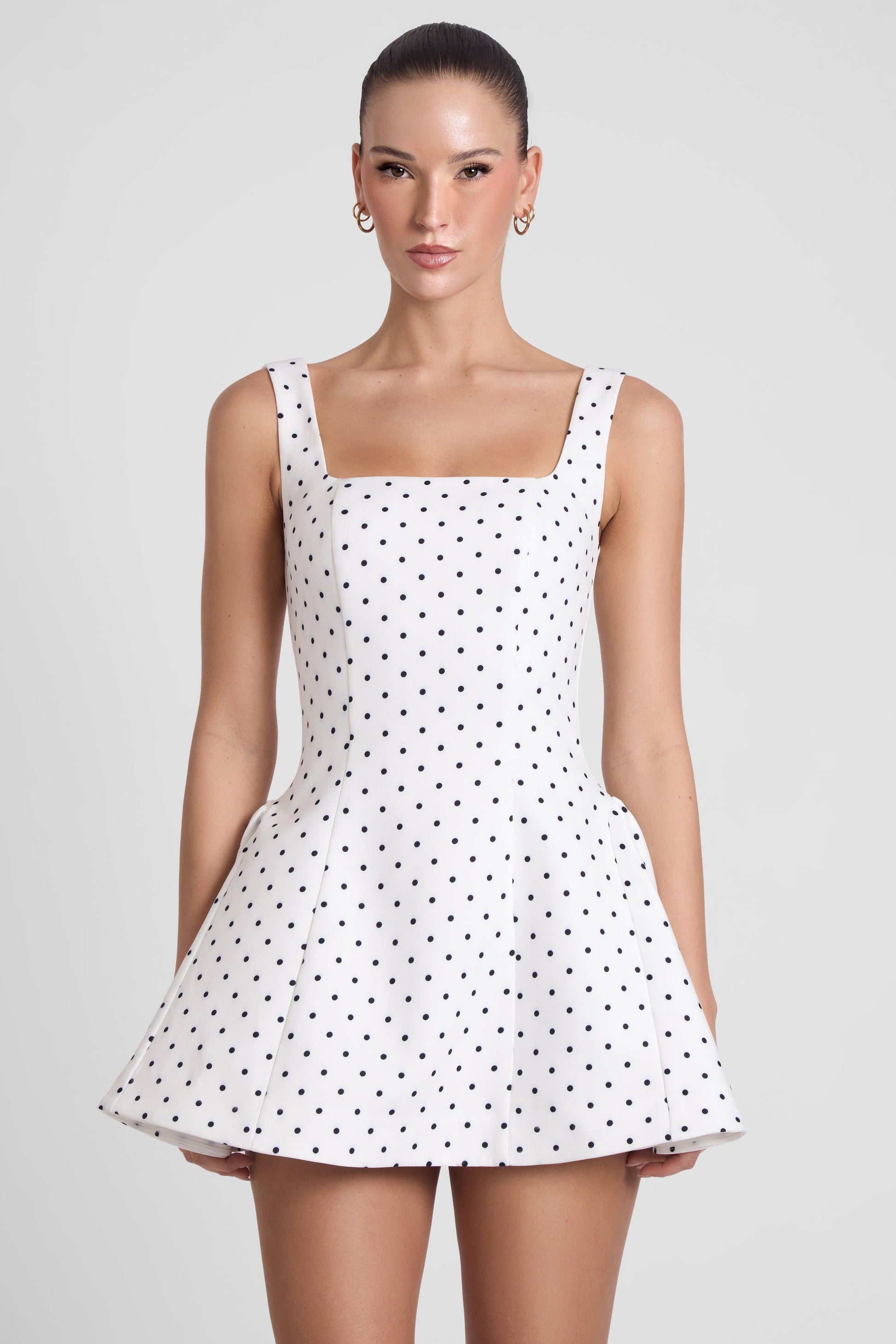 Ysabelle Babydoll Corset Mini Dress - Polka Dot