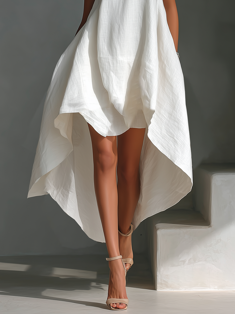 Isla Asymmetric Linen Midi