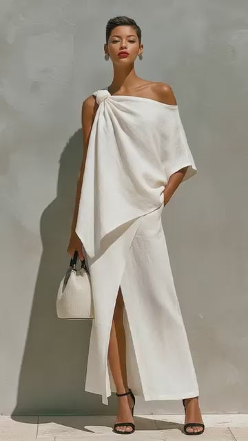 Isla Asymmetric Linen Midi