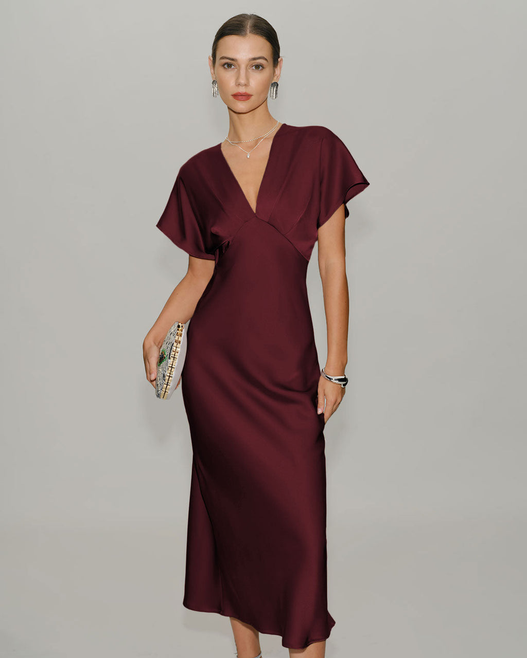 Burgundy Serenade Satin Midi