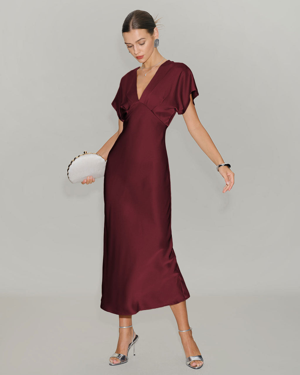 Burgundy Serenade Satin Midi