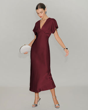 Burgundy Serenade Satin Midi