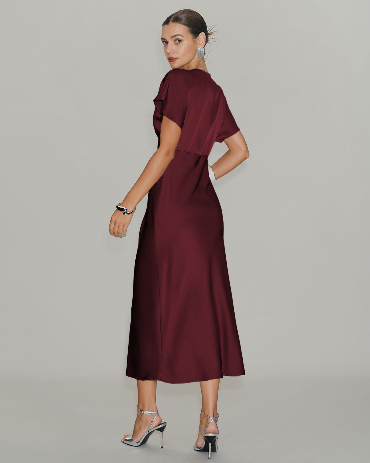 Burgundy Serenade Satin Midi