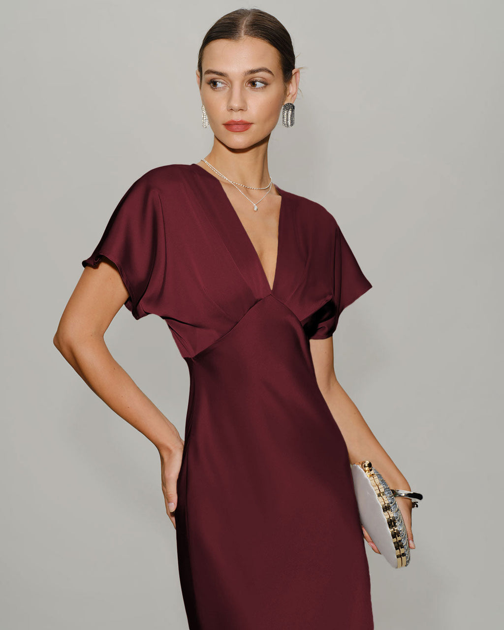 Burgundy Serenade Satin Midi