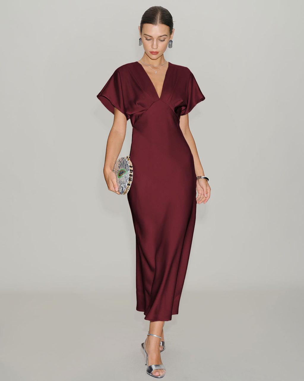 Burgundy Serenade Satin Midi